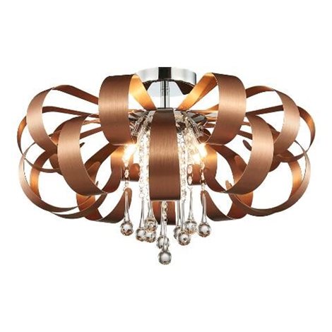RIBBON CRYSTAL stropní svítidlo 6x G9 33W bez zdroje 60cm IP20, saténová měď