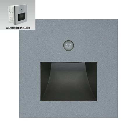 STEP LIGHT SUNNY schodišťové svítidlo se senzorem LED 1W 70lm 4000K 8,7cm hranaté IP20, tmavě šedé 1
