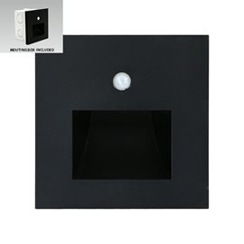 STEP LIGHT SUNNY schodišťové svítidlo se senzorem LED 1W 70lm 4000K 8,7cm hranaté IP20, černé