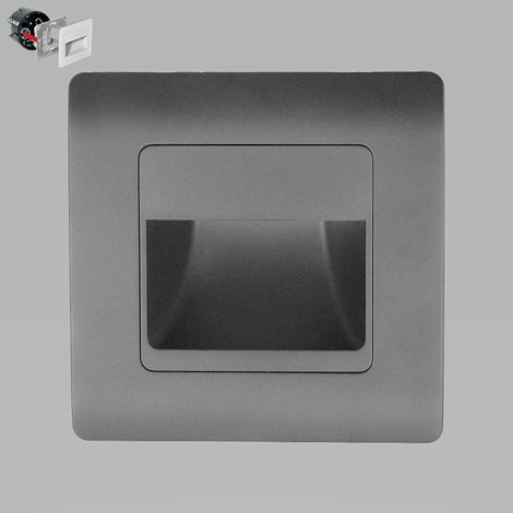 STEP LIGHT schodišťové svítidlo LED 1W 95lm 4000K IP20 8,6cm hranaté IP20, tmavě šedé
