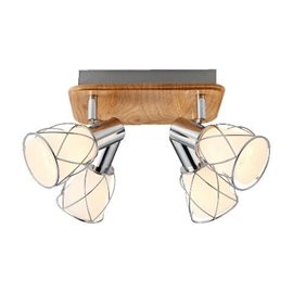 PADRE přisazené svítidlo 4x E14 40W bez zdroje 22cm IP20, chrom / světlé dřevo