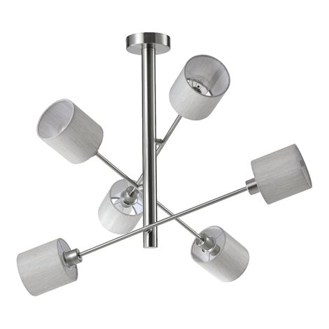 TYNIEL stropní svítidlo 6x E14 40W bez zdroje 60cm IP20, nerez/šedé