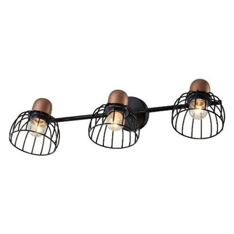 BASKET nástěnné svítidlo 3x E27 60W bez zdroje 54cm IP20, černá/měď