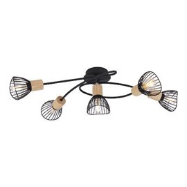 PONY přisazené svítidlo 5x E14 25W bez zdroje 55cm IP20, černá/světlé dřevo
