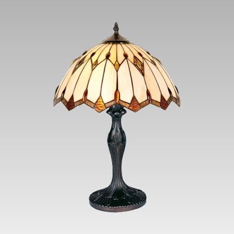 TIFFANY stolní lampa 1x E14 40W bez zdroje 49cm IP20, antická hnědá / vitráž