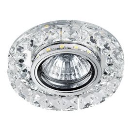 DOWNLIGHT podhledové svítidlo 1x GU10 50W (bez zdroje) + LED 3W 380lm 4000K 9,8cm kulaté IP20, chrom