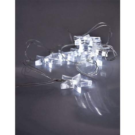 1V52-W LED vánoční řetěz, hvězdy, 1,5m, 10xLED, 2xAA, bílé světlo 2