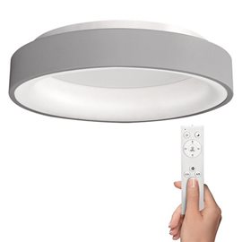 WO768-G LED stropní světlo kulaté Treviso, 48W, 2880lm, stmívatelné, dálk. ovládání, šedá