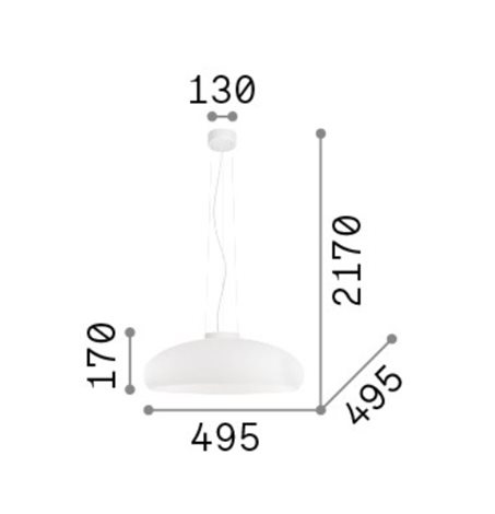 ARIA SP1 závěsné svítidlo 1x E27 60W bez zdroje 50cm IP20, bílé 3