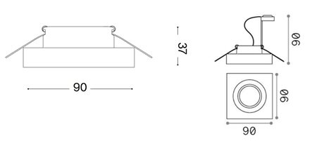BLUES SQUARE podhledové svítidlo 1x GU10 50W bez zdroje 9cm hranaté IP20, transparentní 2