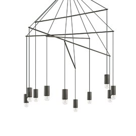 POP SP10 závěsné svítidlo 10x E27 60W bez zdroje 90cm IP20, černé