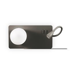 BOOK-2 AP2 nástěnné svítidlo 1x LED 3W 200lm 3000K + 1x G9 28W bez zdroje 37,5cm IP20, černé