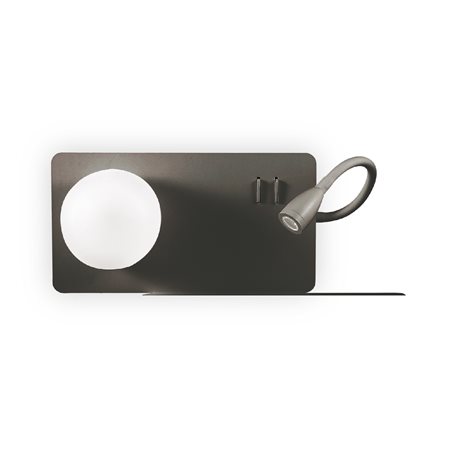 BOOK-2 AP2 nástěnné svítidlo 1x LED 3W 200lm 3000K + 1x G9 28W bez zdroje 37,5cm IP20, černé