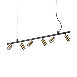 DYNAMITE SP6 závěsné bodové svítidlo 6x GU10 5W 480lm 3000K 115,5cm IP20, saténová mosaz