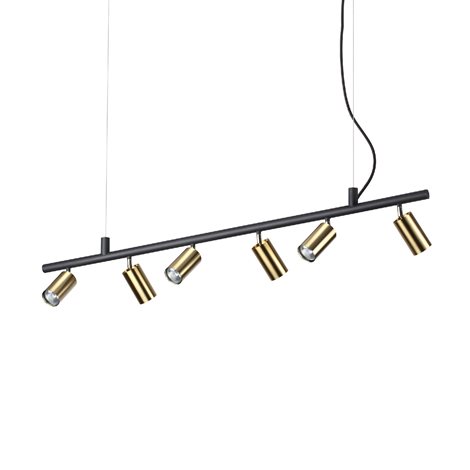 DYNAMITE SP6 závěsné bodové svítidlo 6x GU10 5W 480lm 3000K 115,5cm IP20, saténová mosaz