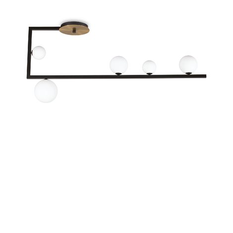 BIRDS PL5 stropní svítidlo 5x G9 LED 3W 370lm 3000K 115cm IP20, černé/mosazné 1
