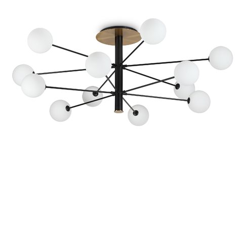 COSMOPOLITAN PL12 stropní přisazené svítidlo 12x G9 LED 3W 370lm 3000K 145cm IP20, černé/mosazné 1