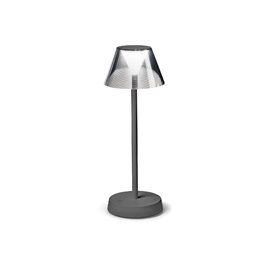 LOLITA TL venkovní dobíjecí stolní lampa LED 7W 200lm 3000K 34,5cm IP54, ledově šedá