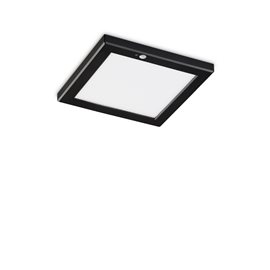 AURA PL přisazené LED svítidlo s PIR senzorem 20W 1950lm 3000K 22cm hranaté IP20, černé