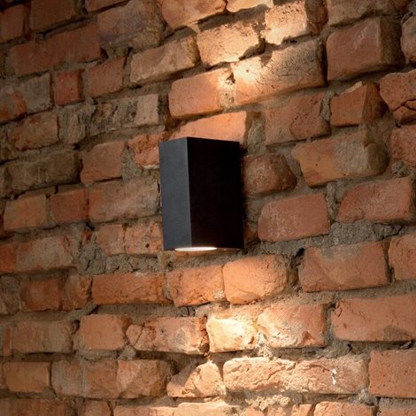 UP AP2 venkovní nástěnné svítidlo 2x G9 15W bez zdroje 15cm hranaté IP44, černé 2