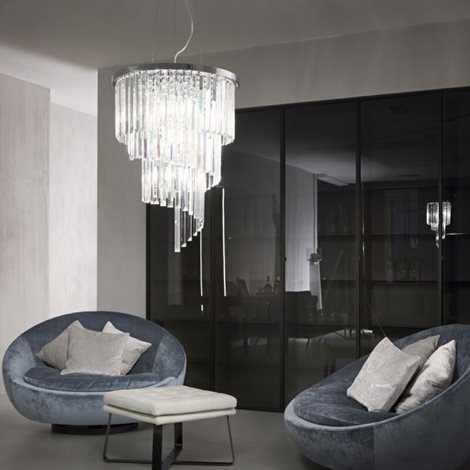 CARLTON SP8 závěsné svítidlo 8x E14 40W bez zdroje 40cm IP20, chromové 2