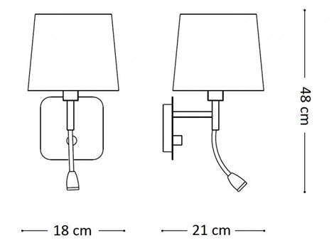 NORDIK AP2 nástěnná lampa 1x LED 1,5W 100lm 3000K + 1x E14 40W bez zdroje, černá 2