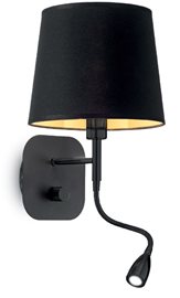 NORDIK AP2 nástěnná lampa 1x LED 1,5W 100lm 3000K + 1x E14 40W bez zdroje, černá