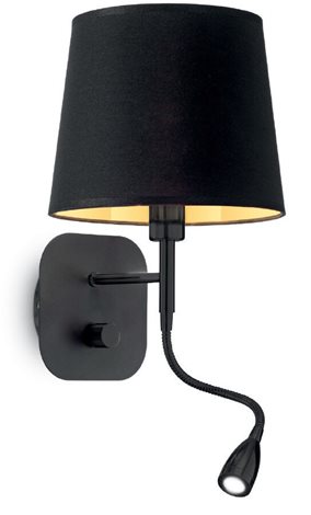 NORDIK AP2 nástěnná lampa 1x LED 1,5W 100lm 3000K + 1x E14 40W bez zdroje, černá 1