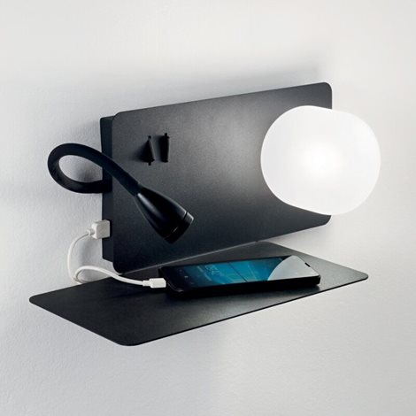 BOOK-1 AP2 nástěnné svítidlo 1x LED 3W 200lm 3000K + 1x G9 28W bez zdroje 37,5cm IP20, černé 2