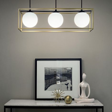 LINGOTTO SP3 závěsné svítidlo 3x E14 40W bez zdroje 70cm IP20, černo-mosazné 2