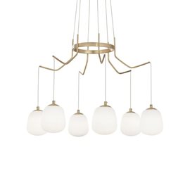 KAROUSEL SP6 závěsné svítidlo 6x G9 LED 3W 370lm 3000K 72cm IP20, saténová mosaz
