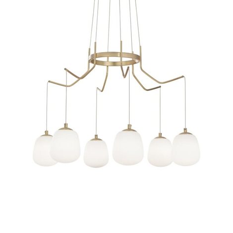 KAROUSEL SP6 závěsné svítidlo 6x G9 LED 3W 370lm 3000K 72cm IP20, saténová mosaz
