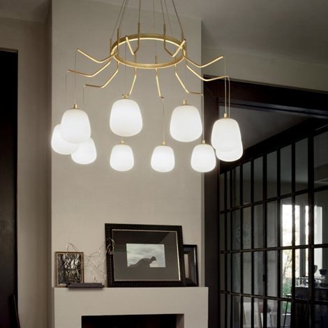 KAROUSEL SP10 závěsné svítidlo 10x G9 LED 3W 370lm 3000K 82,5cm IP20, saténová mosaz 2