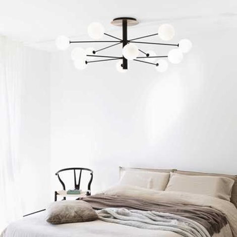 COSMOPOLITAN PL12 stropní přisazené svítidlo 12x G9 LED 3W 370lm 3000K 145cm IP20, černé/mosazné 3