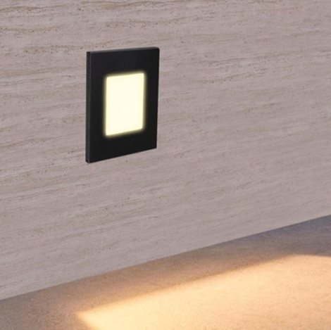 STEP LIGHT schodišťové svítidlo LED 1W 60lm 4000K 8,6cm hranaté IP20, černé 4