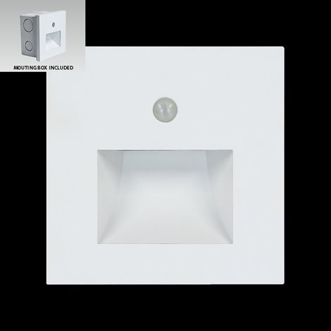 STEP LIGHT SUNNY schodišťové svítidlo se senzorem LED 1W 70lm 4000K 8,7cm hranaté IP20, bílé 1