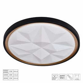 NURRIA stropní svítidlo LED 33W 3500-4100lm 3000-6500K CCT 41,5cm kulaté IP20, černé + ovladač